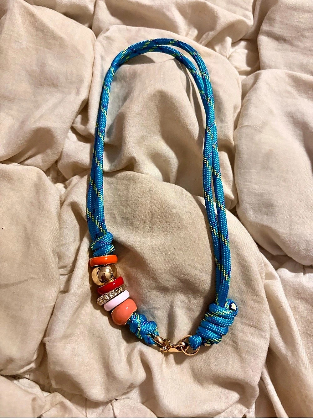 Beaded Necklace in Blue & Orange Like New